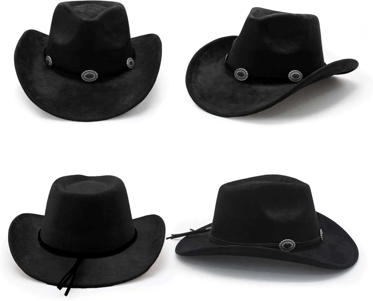 LIDHAY Cowboy Hat for Women and Men Felt Wide Brim Suede Cowboy Cowgirl Hats Felt Cattleman Western Hats