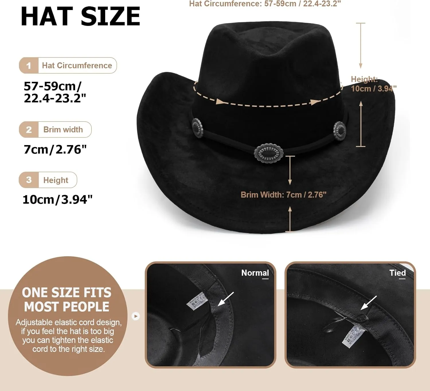 LIDHAY Cowboy Hat for Women and Men Felt Wide Brim Suede Cowboy Cowgirl Hats Felt Cattleman Western Hats