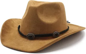 LIDHAY Cowboy Hat for Women and Men Felt Wide Brim Suede Cowboy Cowgirl Hats Felt Cattleman Western Hats