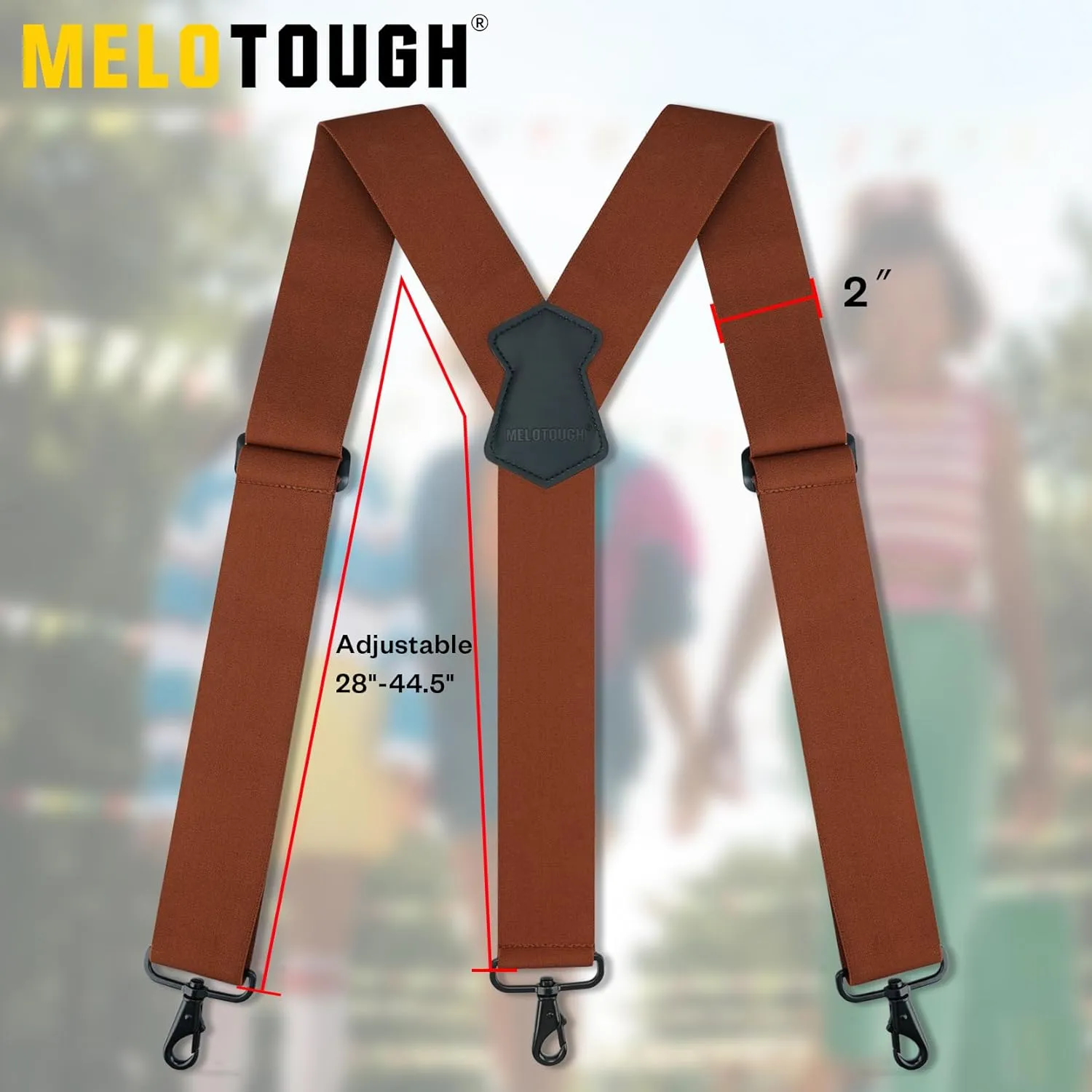 MELOTOUGH Suspenders for Men 2 Inch Wide Y Back Adjustable Elastic Big and Tall Suspenders with Swivel Hooks for Jeans