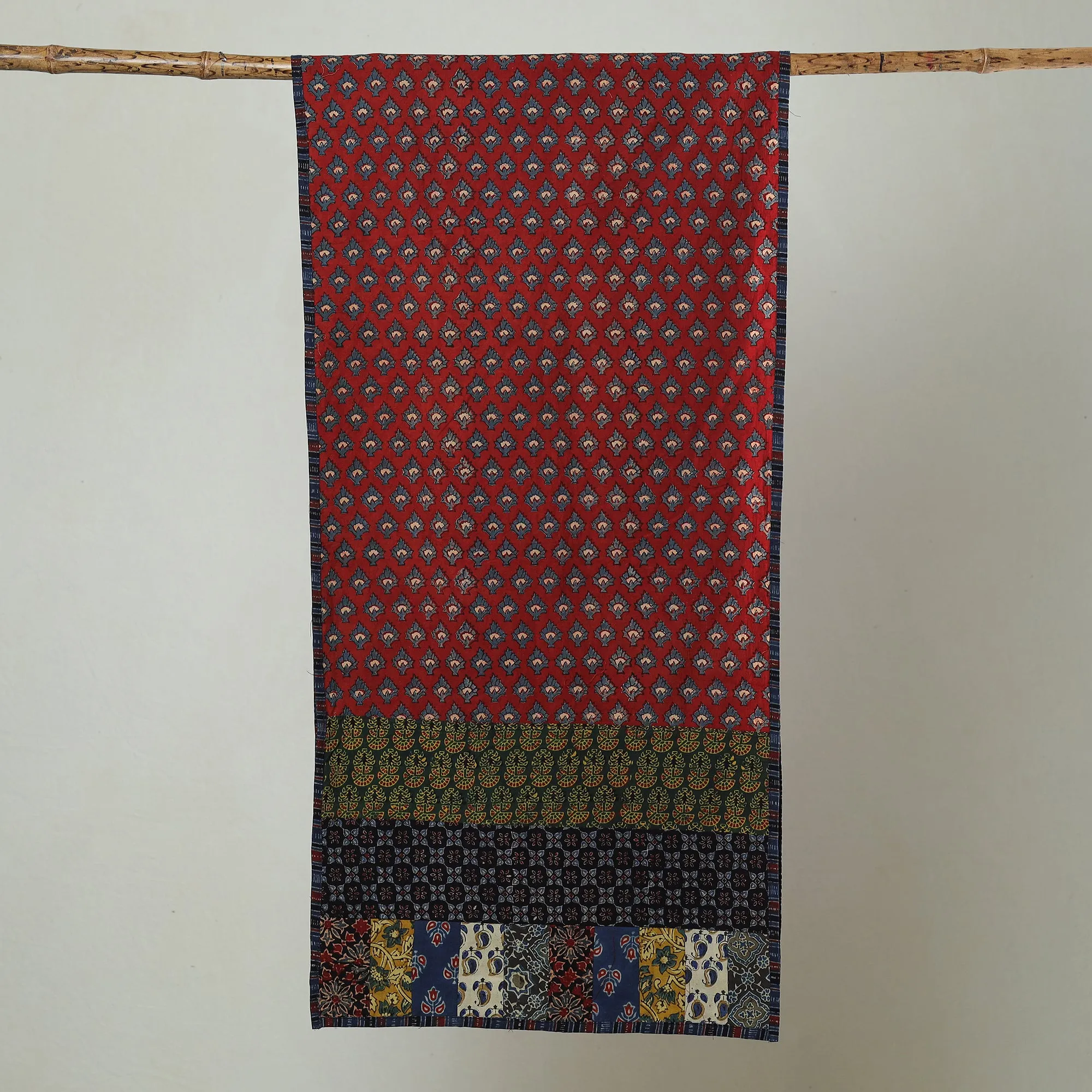 Multicolor - Patchwork Cotton Stole in Ajrakh Block Prints 14