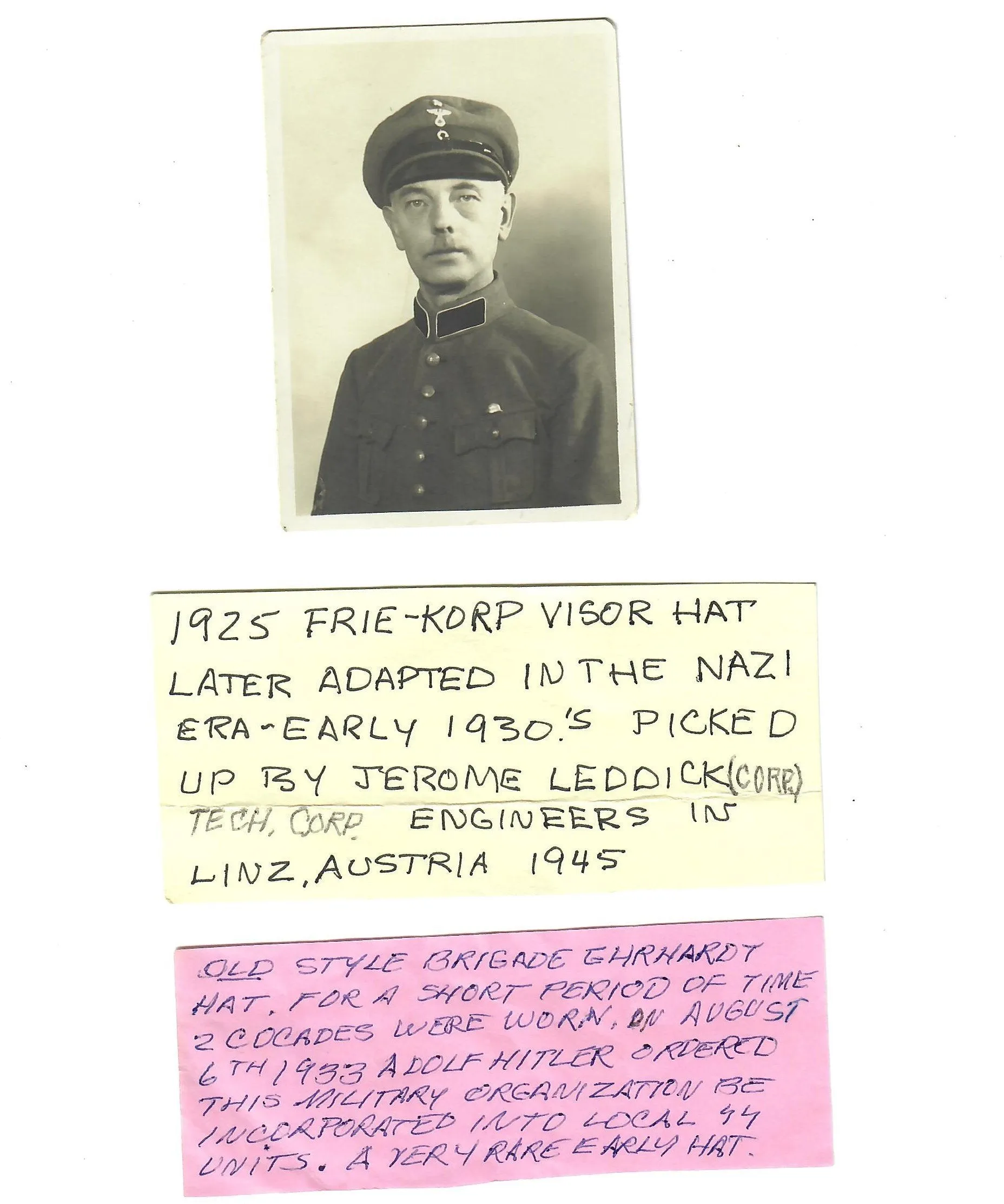 Original German Post-WWI Weimar Republic Era Freikorps Visor Cap with NSDAP Badge & Bring Back Info