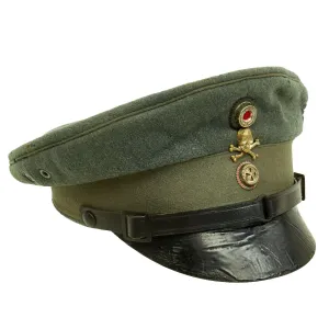 Original German Post-WWI Weimar Republic Era Freikorps Visor Cap with Totenkopf Badge - Size 59cm
