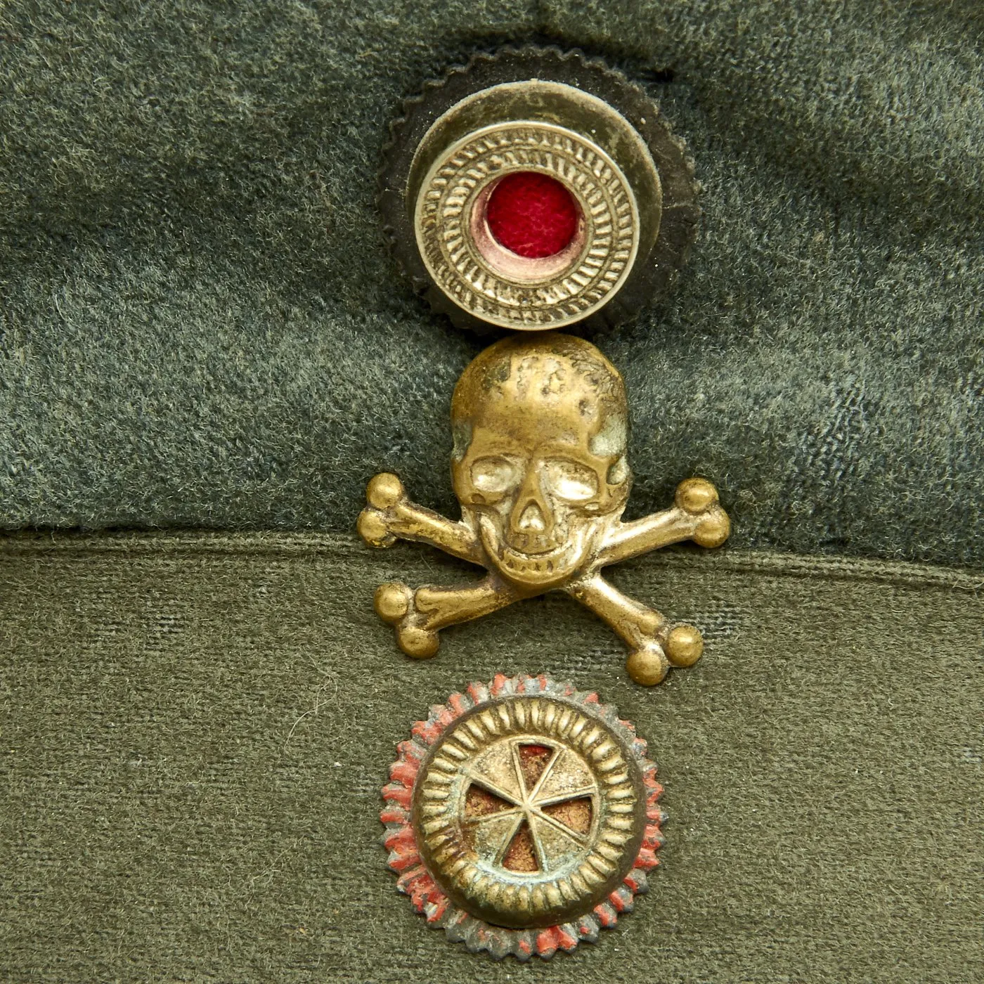 Original German Post-WWI Weimar Republic Era Freikorps Visor Cap with Totenkopf Badge - Size 59cm