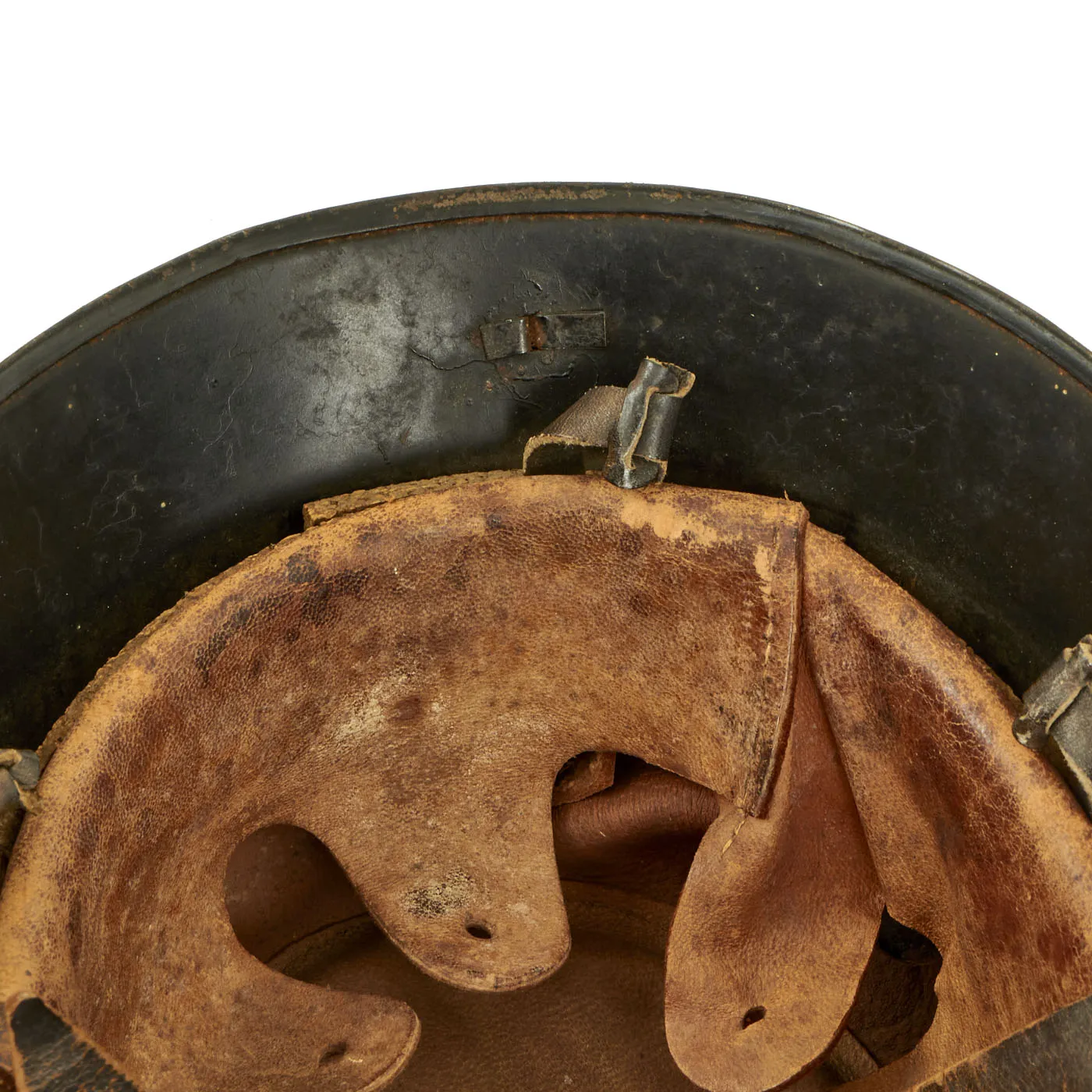 Original German Pre-WWII M34 Square Dip Early First Pattern Fire Protection Police Helmet with Double Decals