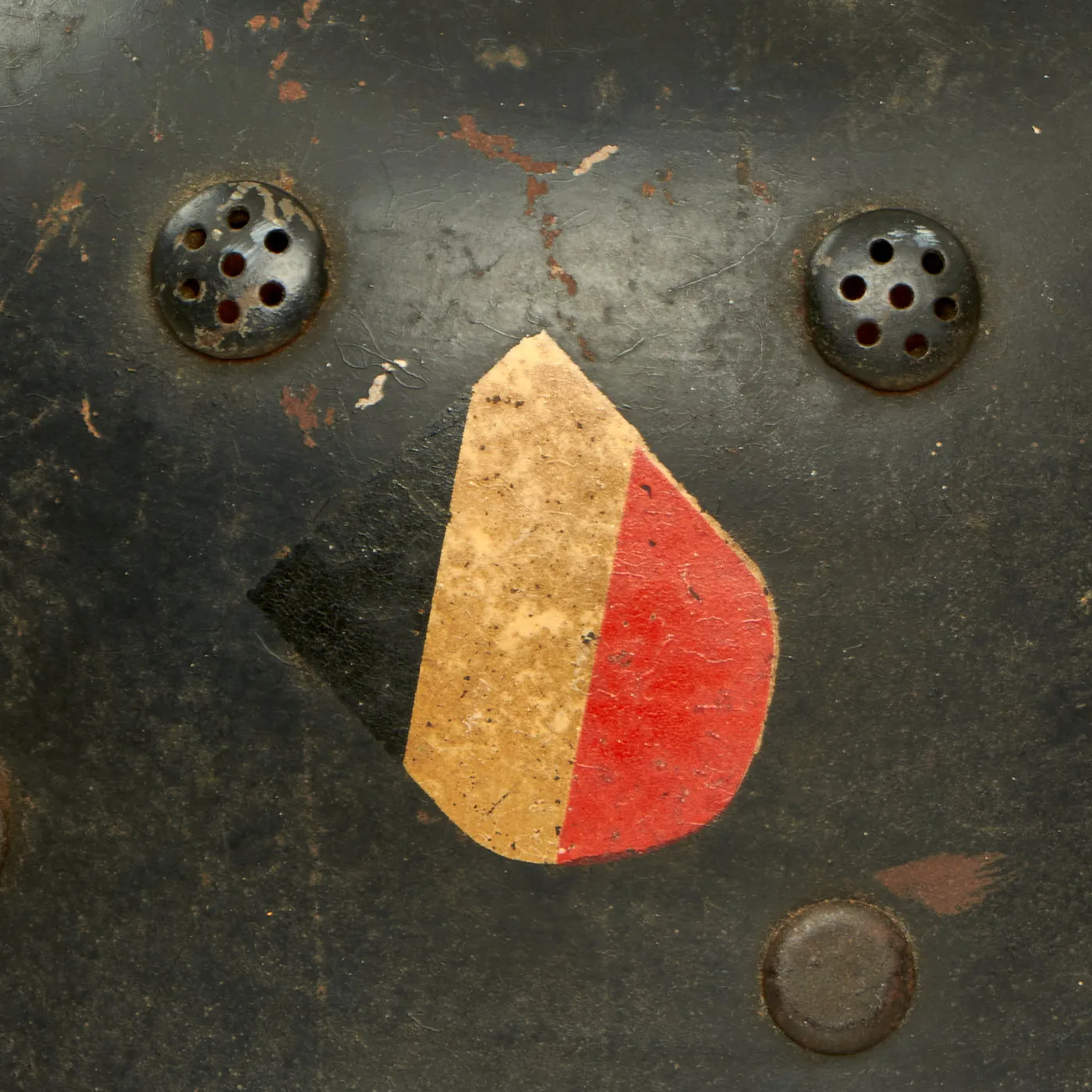 Original German Pre-WWII M34 Square Dip Early First Pattern Fire Protection Police Helmet with Double Decals