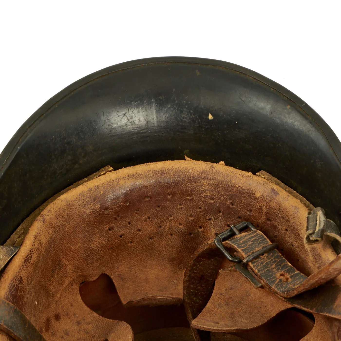Original German Pre-WWII M34 Square Dip Early First Pattern Fire Protection Police Helmet with Double Decals