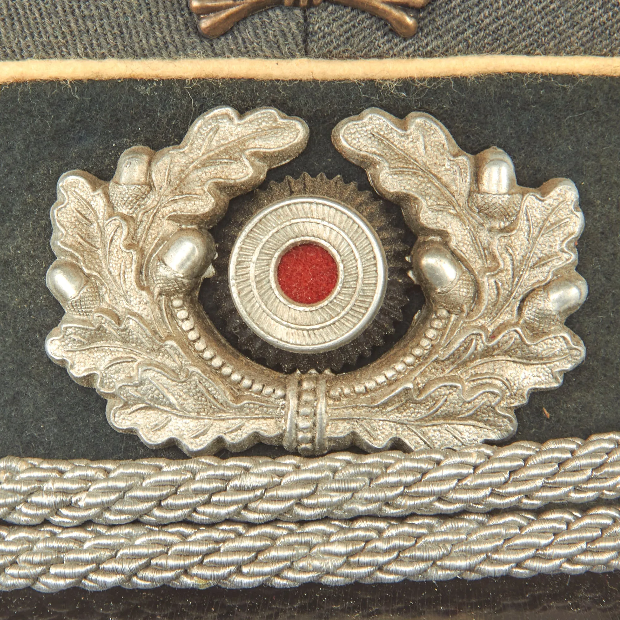 Original German WWII 17th Infantry Regiment Officers Schirmmütze Visor Cap by Peküro with Braunschweig Skull Traditions Badge