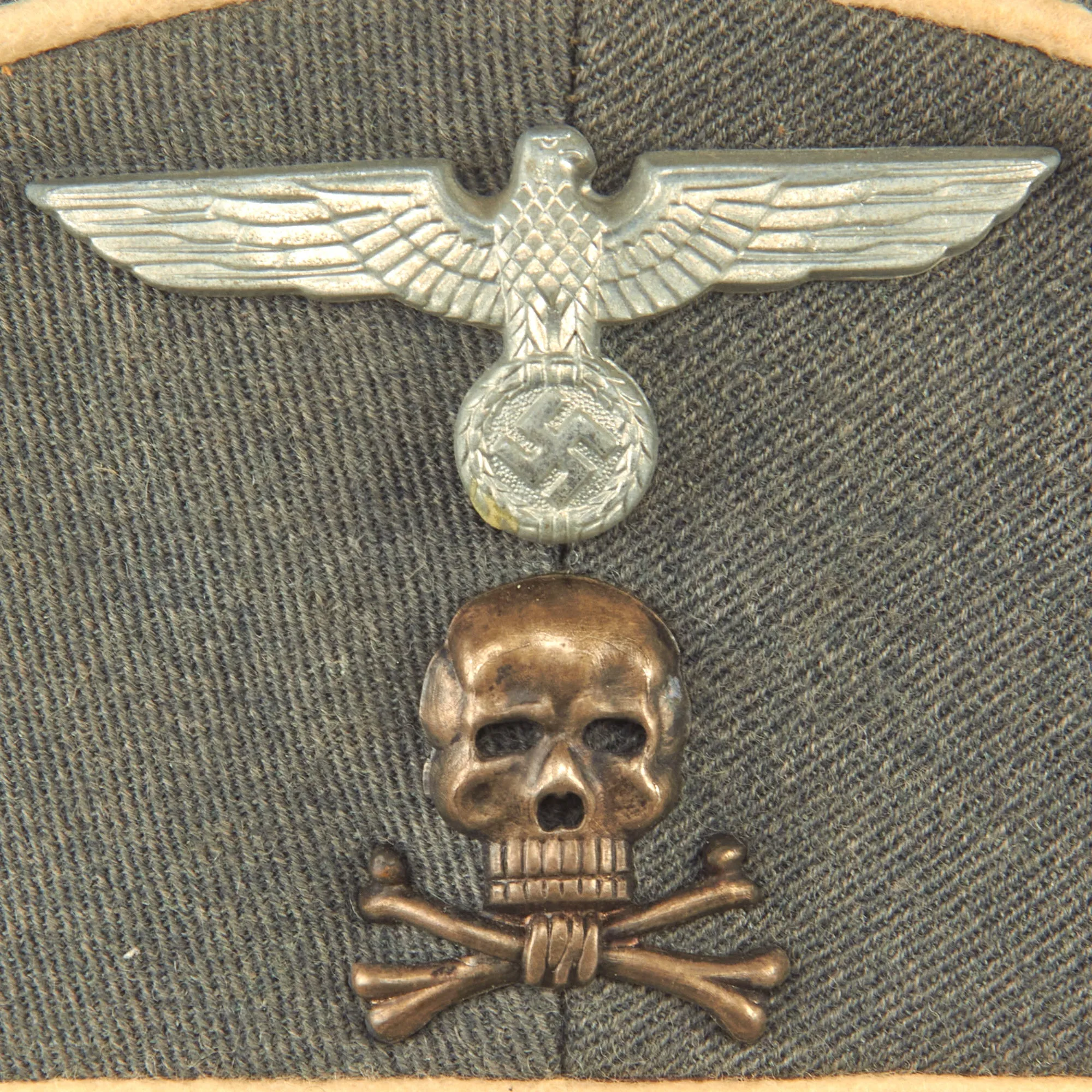 Original German WWII 17th Infantry Regiment Officers Schirmmütze Visor Cap by Peküro with Braunschweig Skull Traditions Badge
