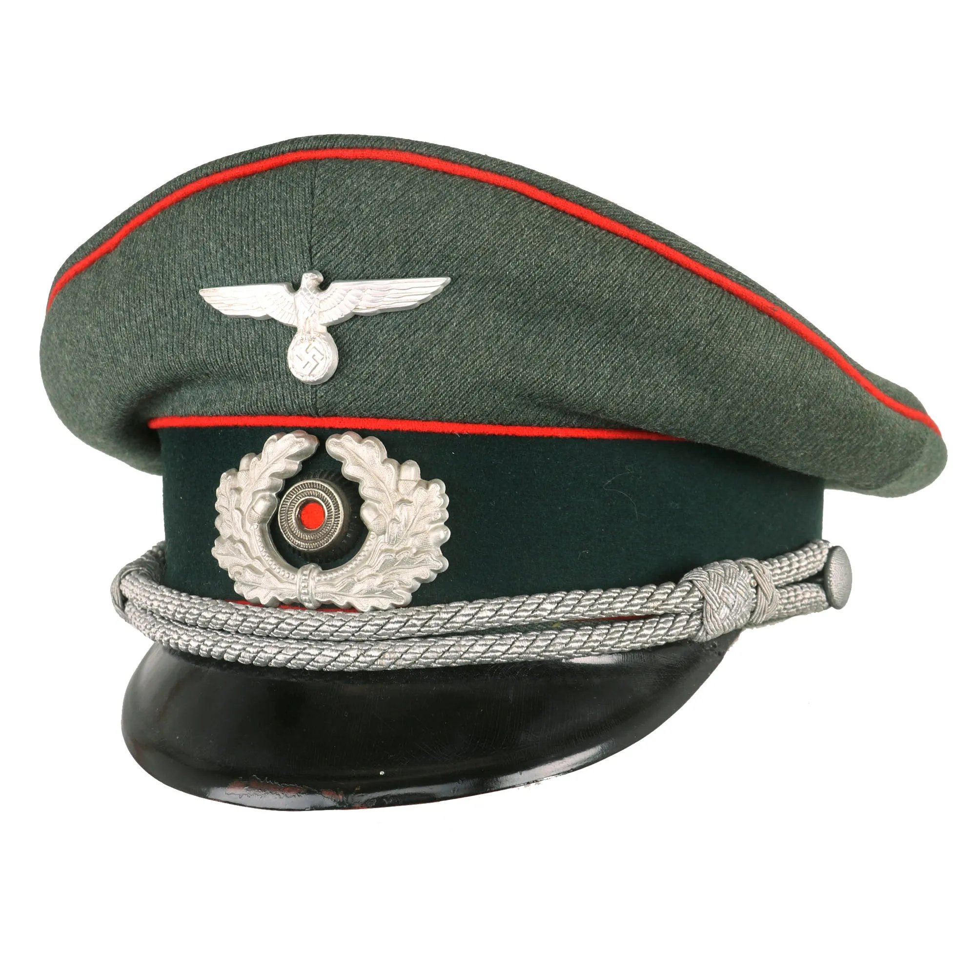 Original German WWII 1937 Dated Army Heer Artillery Officers Schirmmütze Visor Crush Cap by Ago - Size 55