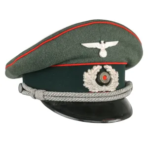 Original German WWII 1937 Dated Army Heer Artillery Officers Schirmmütze Visor Crush Cap by Ago - Size 55