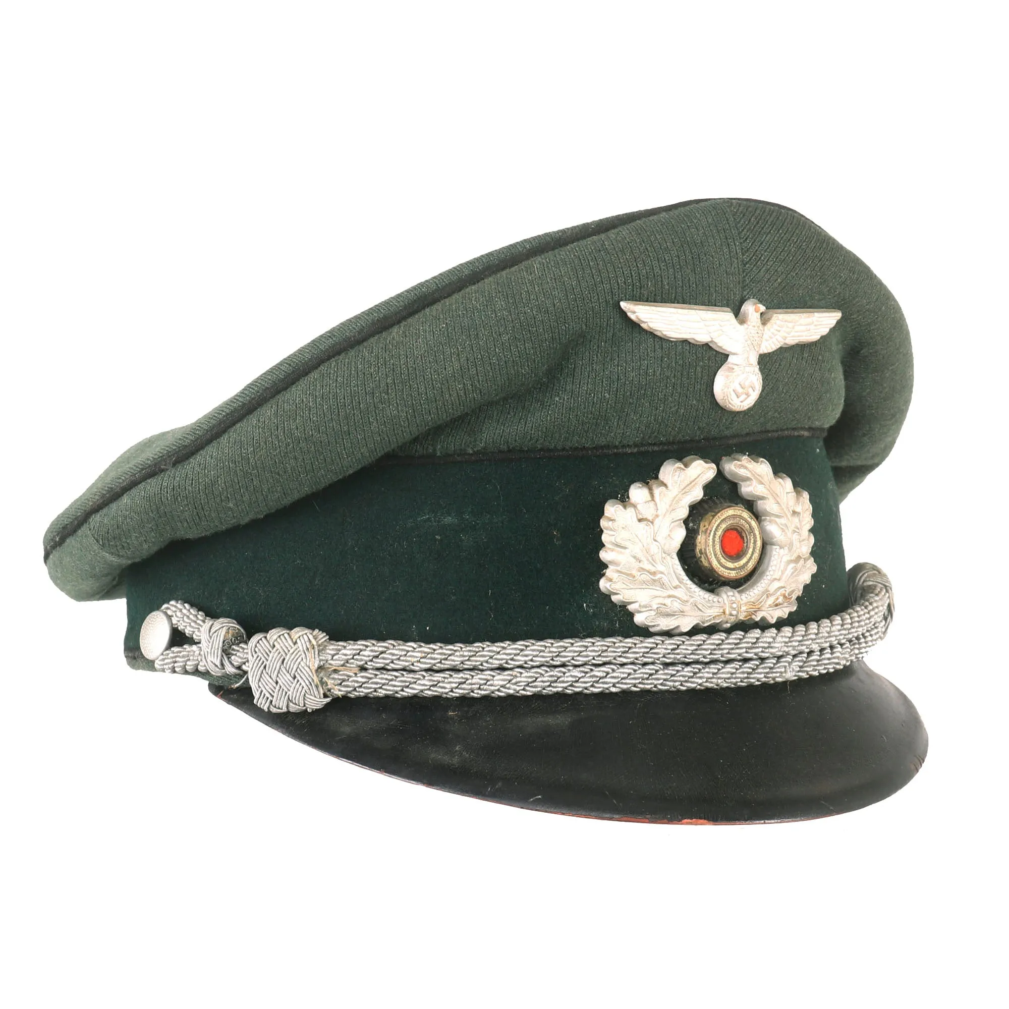 Original German WWII 1937 Dated Army Heer Pioneer Officer Schirmmütze Visor Crush Cap - Size 57
