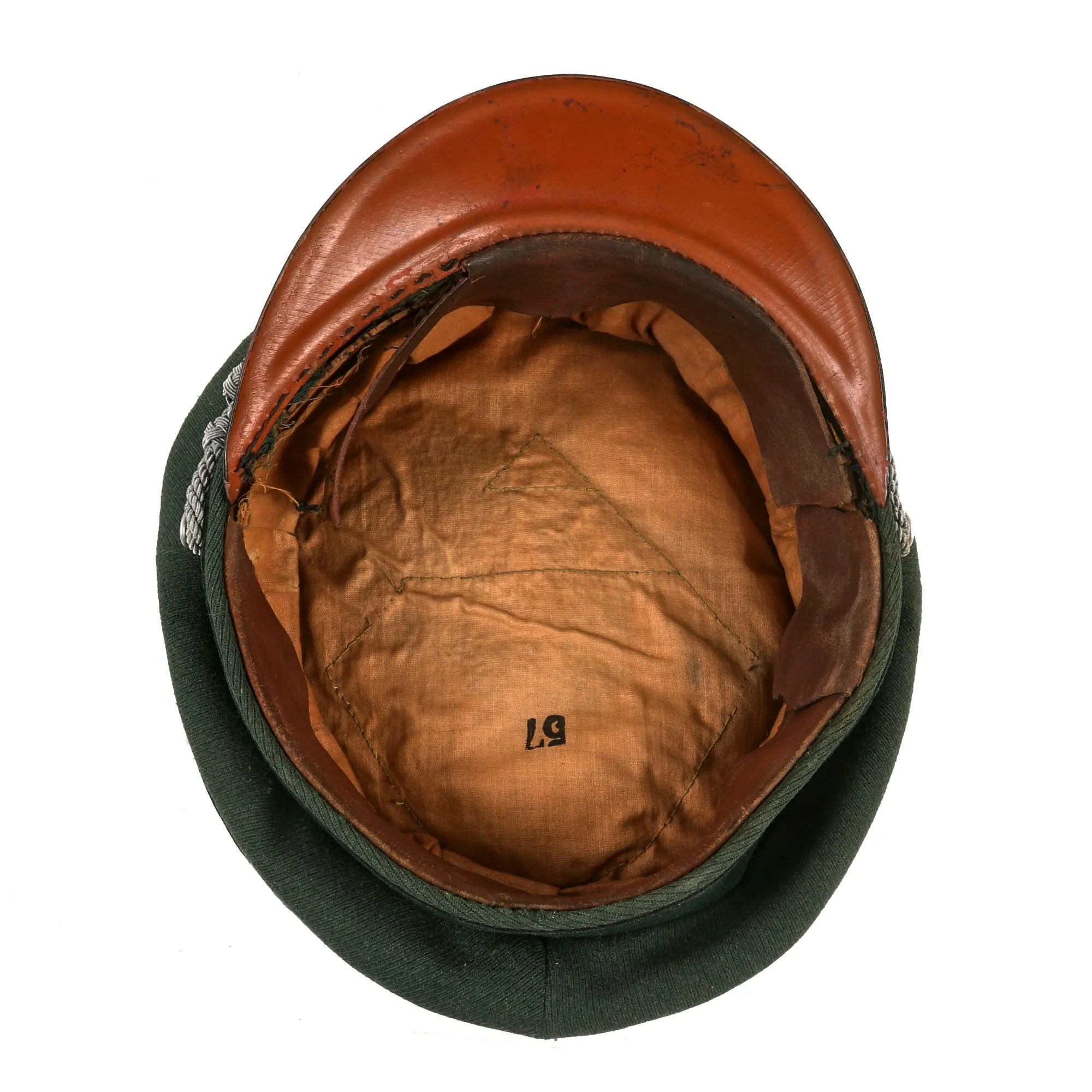 Original German WWII 1937 Dated Army Heer Pioneer Officer Schirmmütze Visor Crush Cap - Size 57