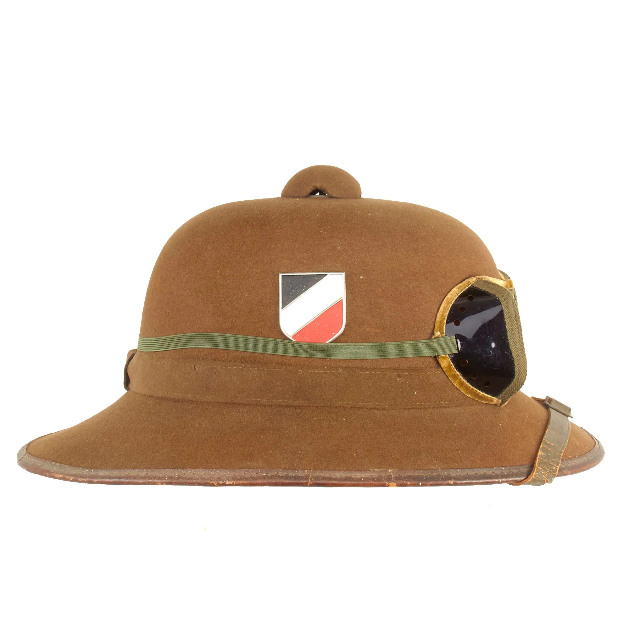 Original German WWII 1941 Dated 2nd Model Afrikakorps DAK Sun Helmet by JHS with Eye Shields - Size 59cm