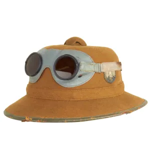 Original German WWII 1942 dated 2nd Model Afrikakorps DAK Sun Helmet by APN with Badges & Ultrasin Goggles - size 55