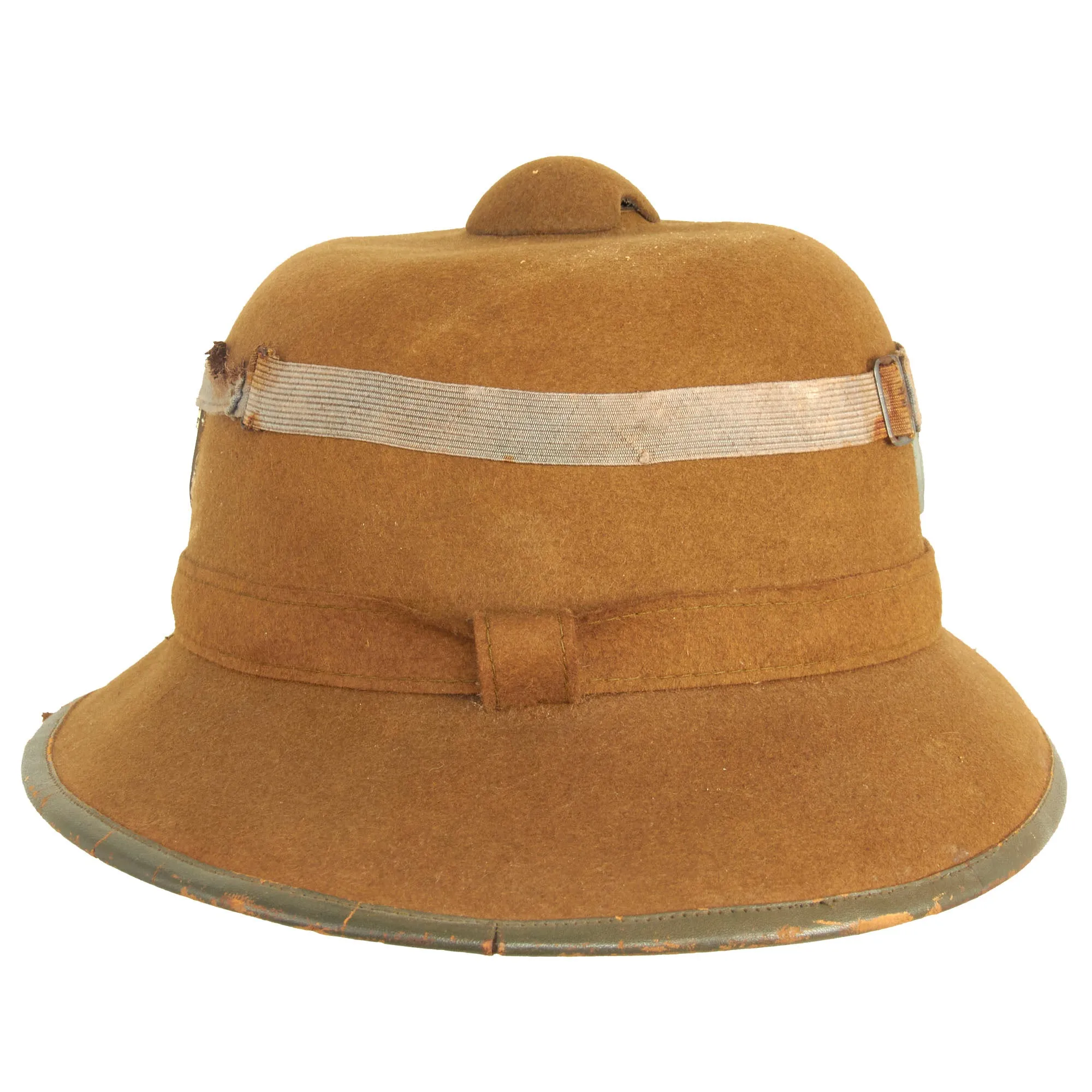 Original German WWII 1942 dated 2nd Model Afrikakorps DAK Sun Helmet by APN with Badges & Ultrasin Goggles - size 55