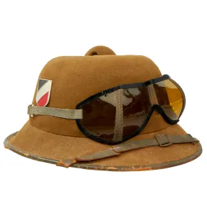 Original German WWII 1942 dated 2nd Model Afrikakorps DAK Sun Helmet by APN with Eye Shields - size 55