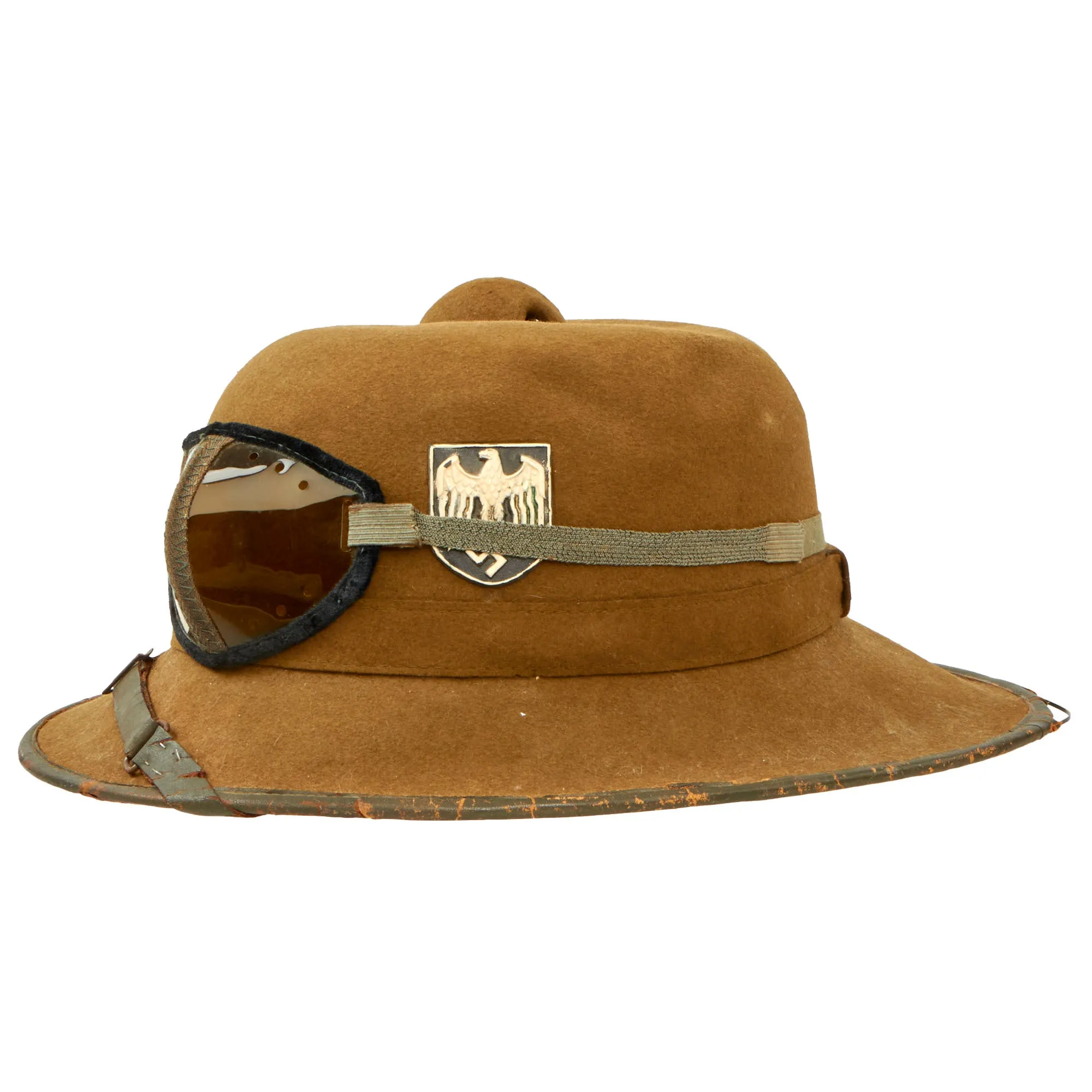 Original German WWII 1942 dated 2nd Model Afrikakorps DAK Sun Helmet by APN with Eye Shields - size 55