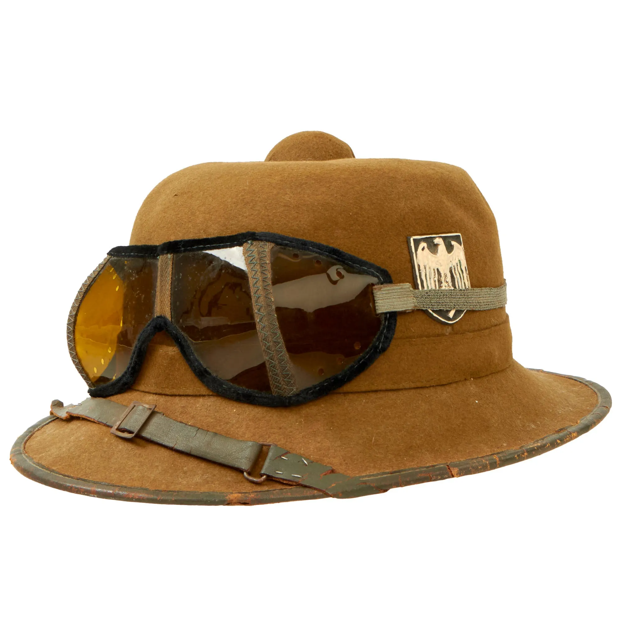 Original German WWII 1942 dated 2nd Model Afrikakorps DAK Sun Helmet by APN with Eye Shields - size 55