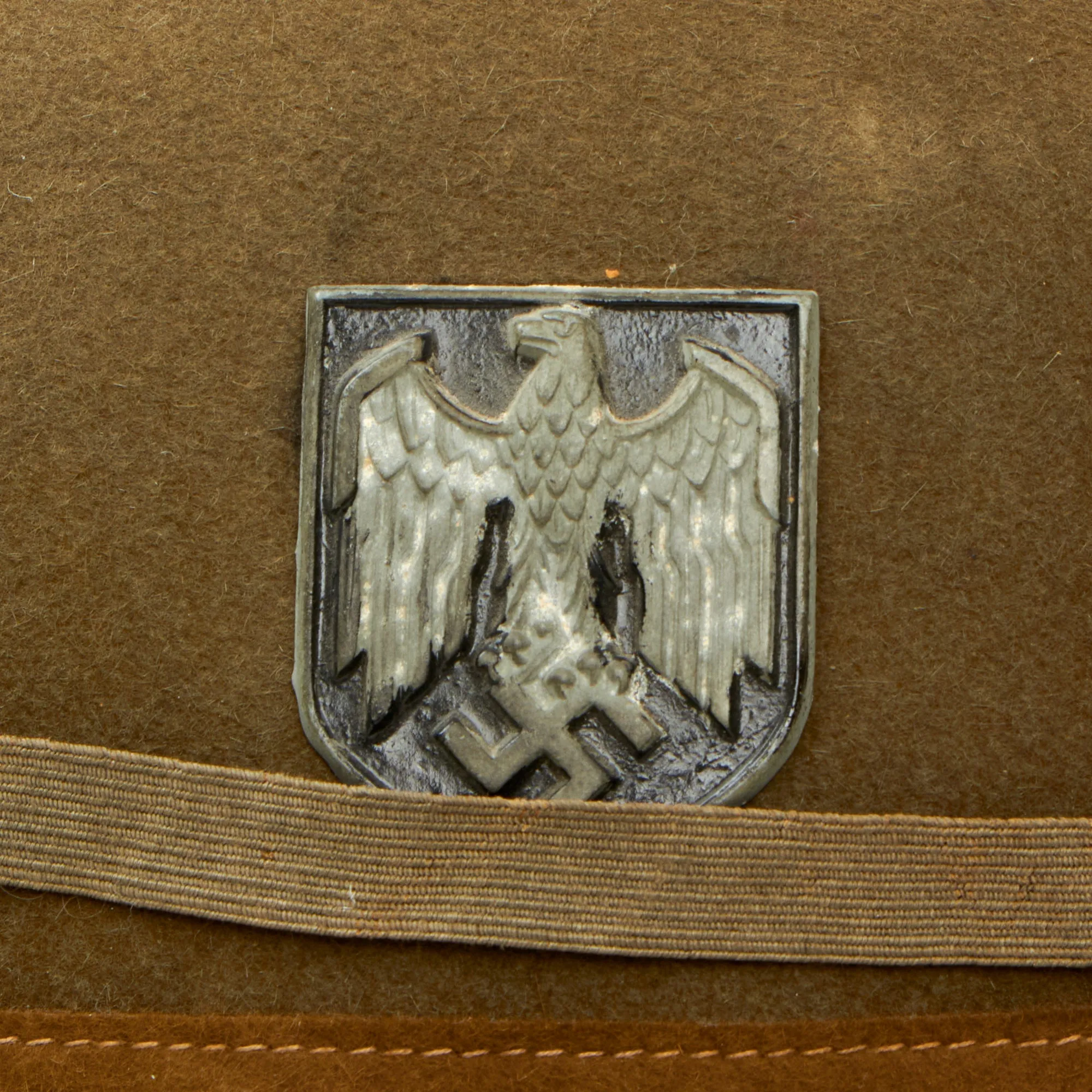 Original German WWII 1942 dated 2nd Model Afrikakorps DAK Sun Helmet by F.ST.L with Eye Shields - size 56