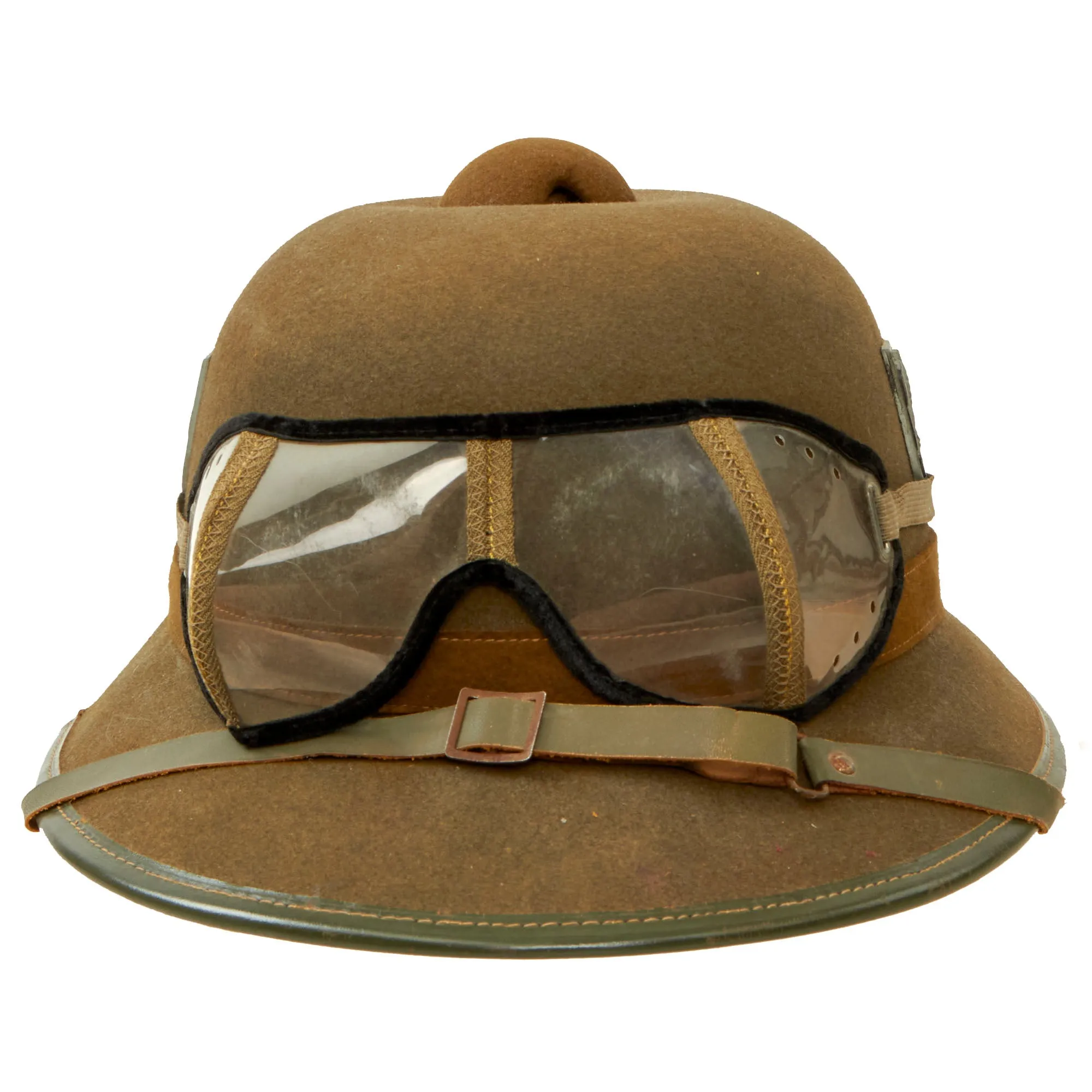 Original German WWII 1942 dated 2nd Model Afrikakorps DAK Sun Helmet by F.ST.L with Eye Shields - size 56