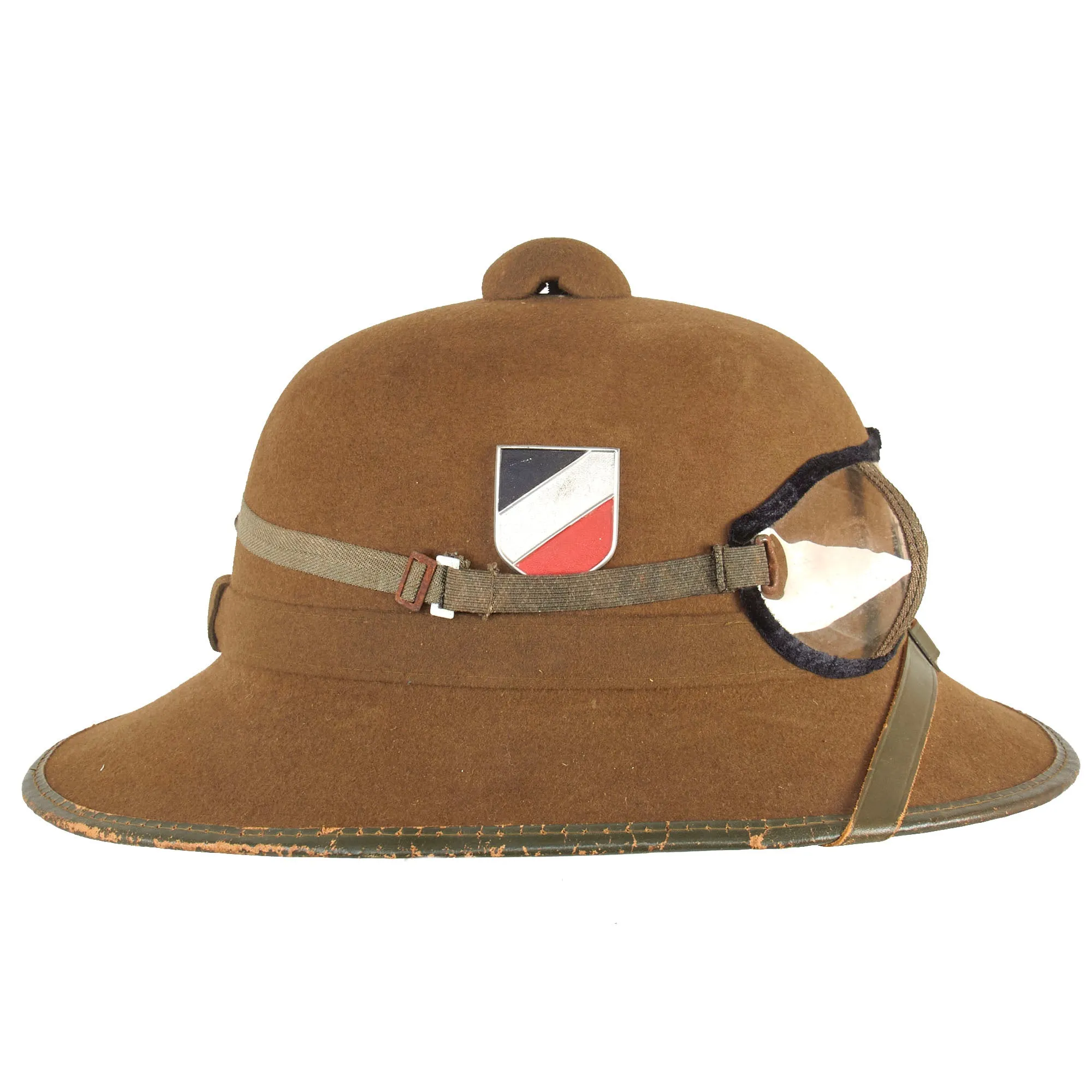 Original German WWII 1942 Dated 2nd Model Afrikakorps DAK Sun Helmet by JHS with Eye Shields - Size 55cm