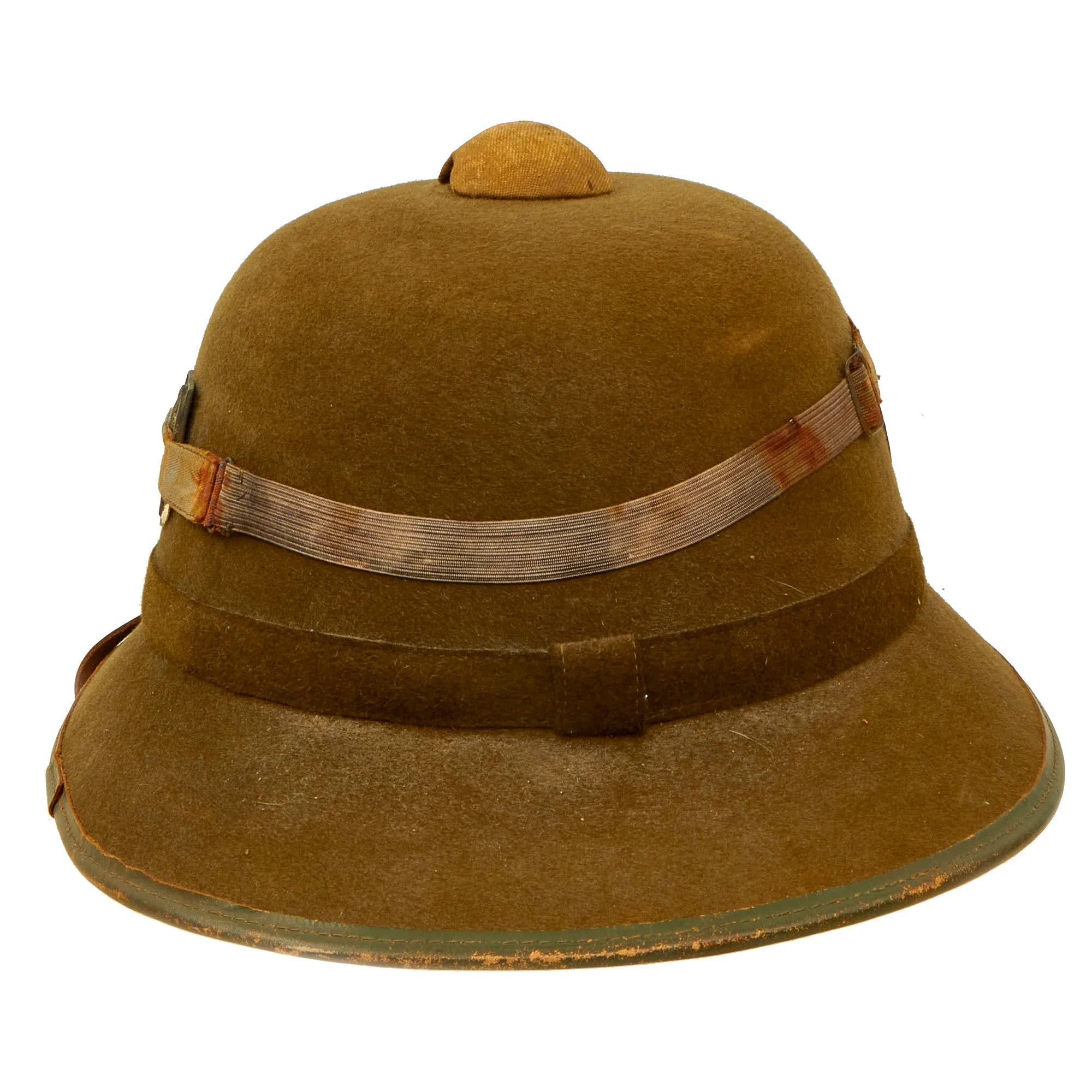 Original German WWII 1942 dated 2nd Model Afrikakorps DAK Sun Helmet by JTA with Badges & Ultrasin Goggles - size 56