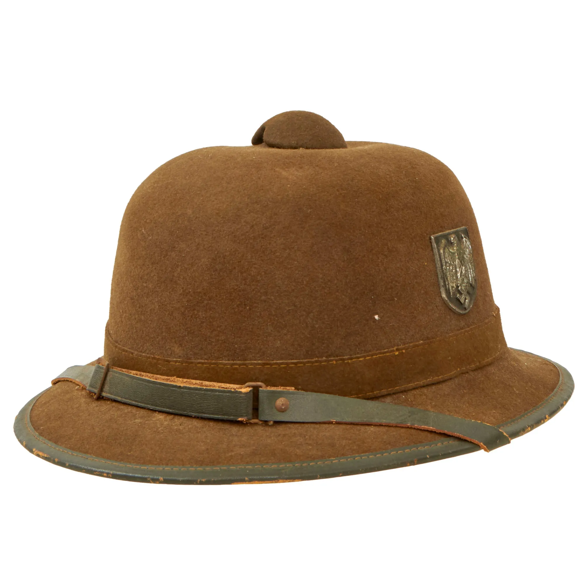 Original German WWII 1942 dated 2nd Model Afrikakorps DAK Sun Helmet by R & C. with Badges - size 57