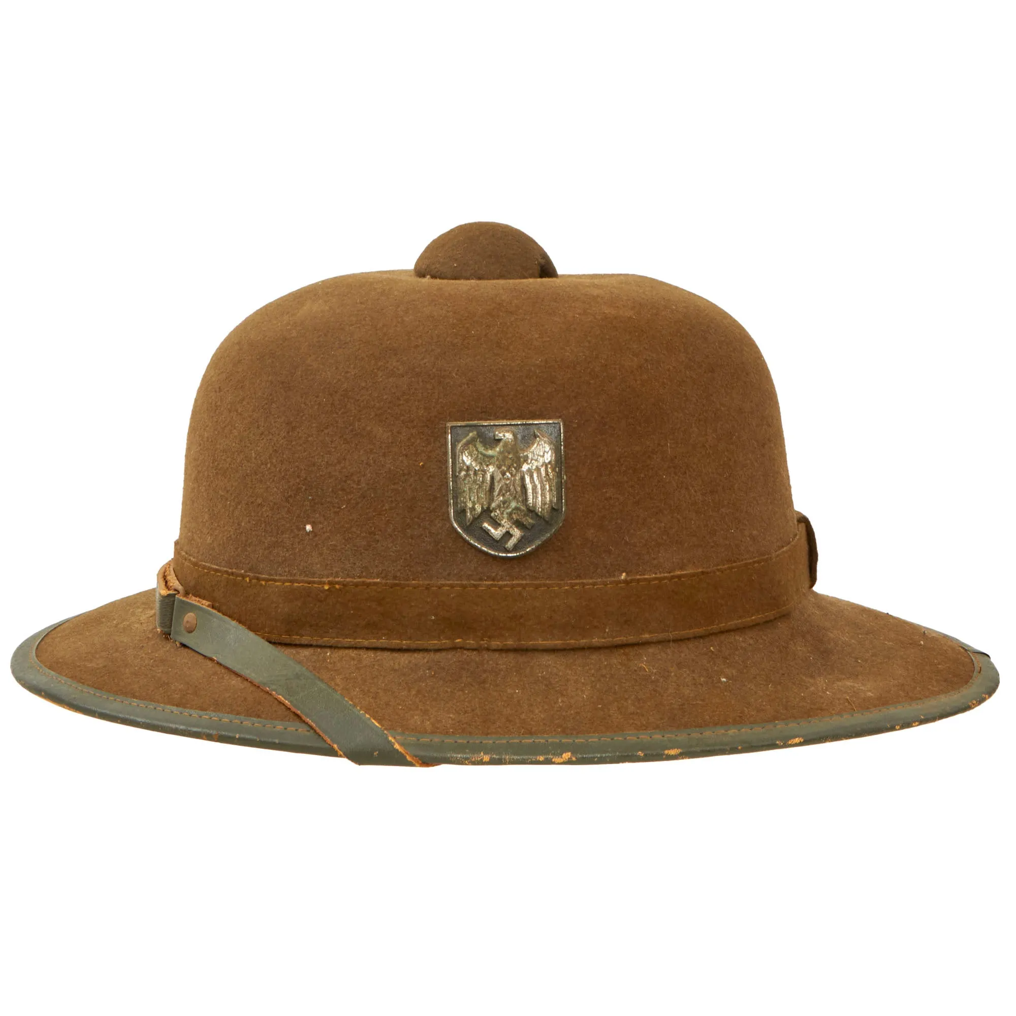 Original German WWII 1942 dated 2nd Model Afrikakorps DAK Sun Helmet by R & C. with Badges - size 57