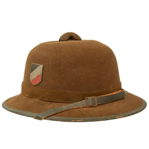 Original German WWII 1942 dated 2nd Model Afrikakorps DAK Sun Helmet by R & C. with Badges - size 57