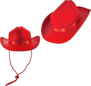 Red Felt Cowboy Hat Western Hat, Dress Up Costume Clothes for Kids, Pretend Play, Party Favors, Child size
