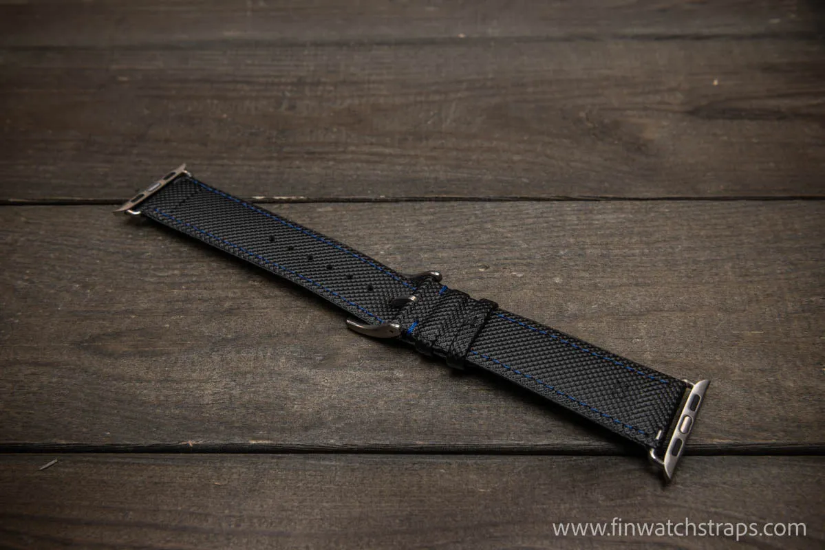 Sailcloth Apple Watch series 3,4,5,6,7 artisan leather watch band. Waterproof. 40 mm/41 mm/ 44 mm/45mm