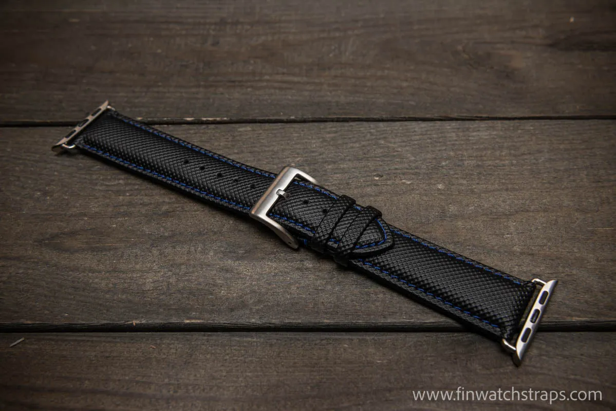 Sailcloth Apple Watch series 3,4,5,6,7 artisan leather watch band. Waterproof. 40 mm/41 mm/ 44 mm/45mm