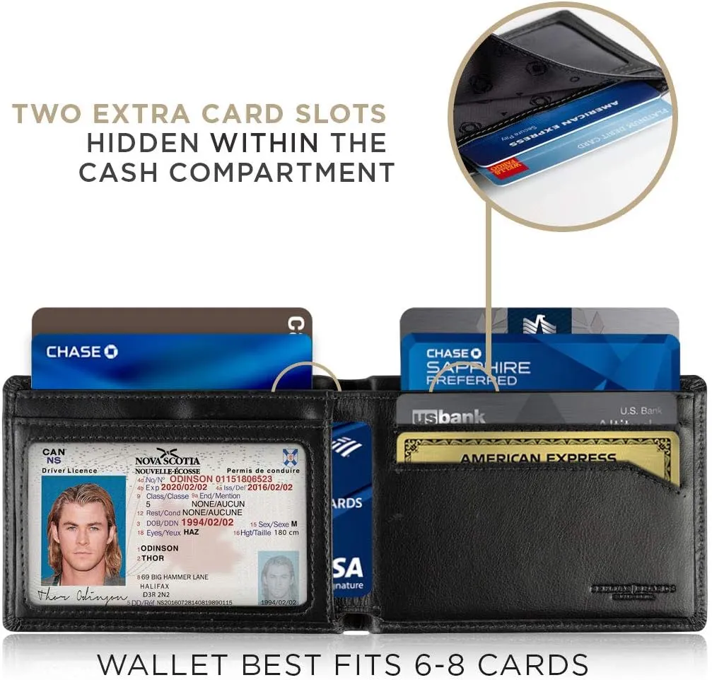 SERMAN BRANDS Mens Slim Bifold Wallet RFID Blocking Minimalist Front Pocket Wallets for Men - Thin & Stylish