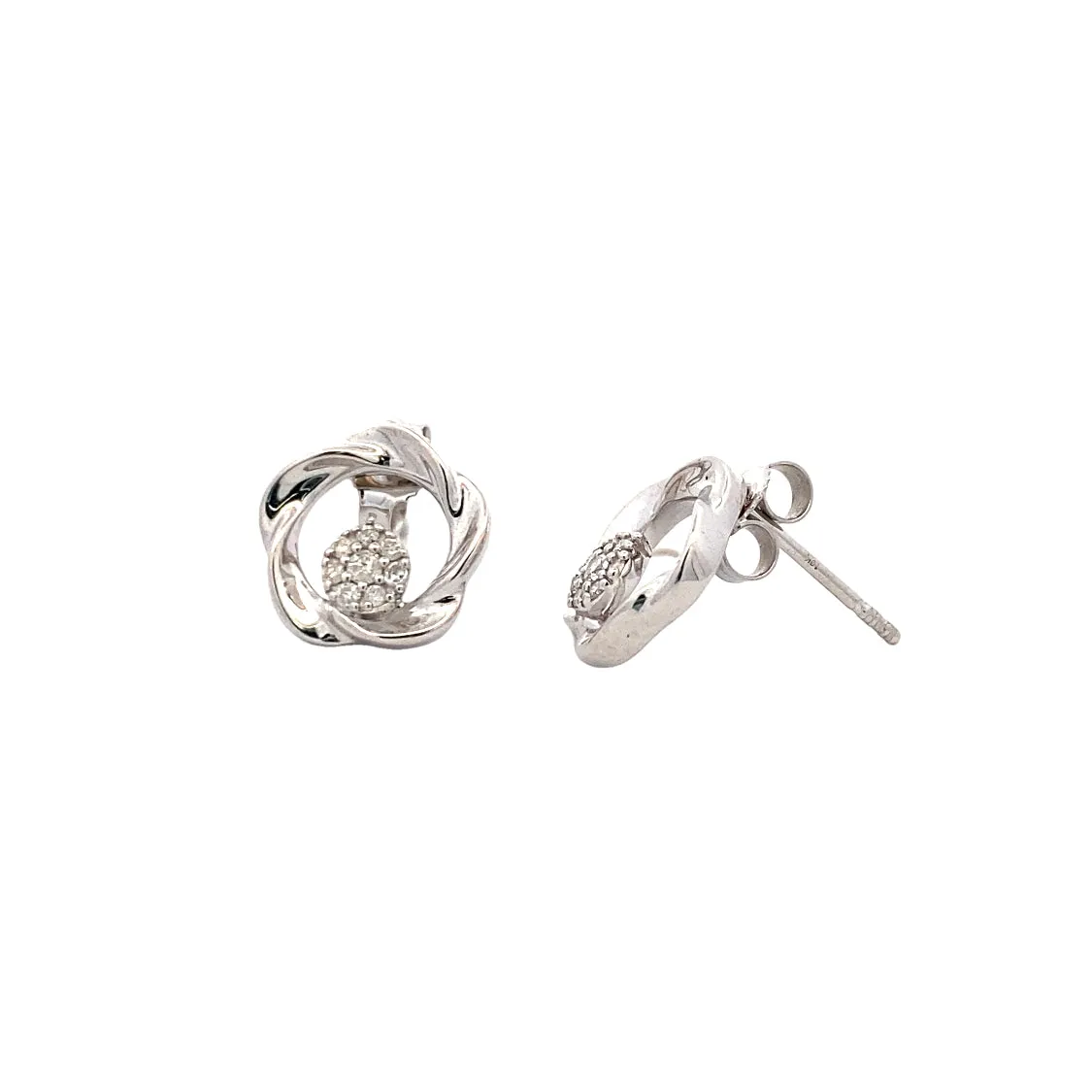 Silver Diamond Stud Earrings