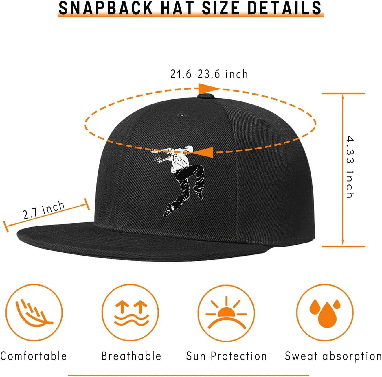 Skull Skateboards Hat Flat Bill Hats for Men Snap Backpack Mens Hats and Caps Cool Snapback Baseball Cap for Boys Hip Hop