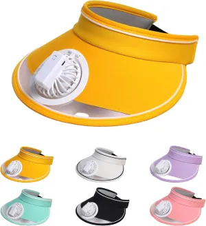 Sun Visors Hat With Fan, Rechargeable Built-in Fan Hat for Women Kids With 3 Gear Wind Speed