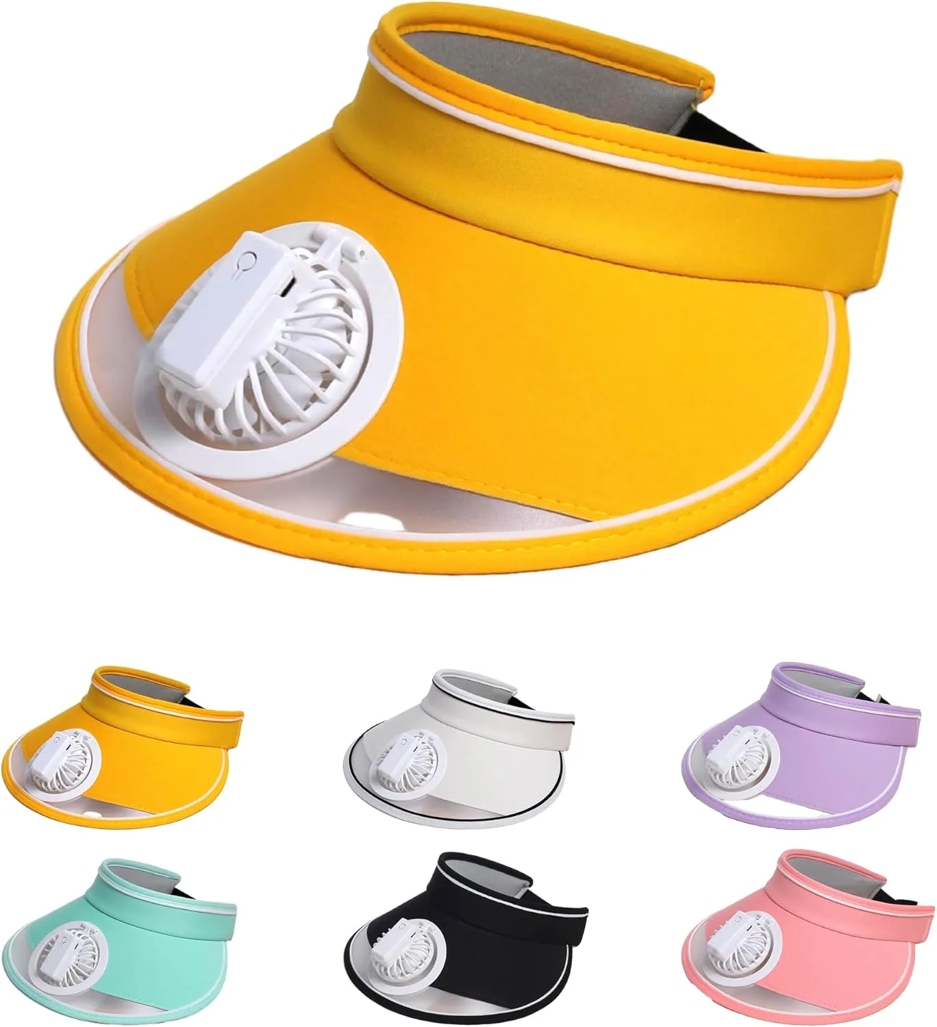 Sun Visors Hat With Fan, Rechargeable Built-in Fan Hat for Women Kids With 3 Gear Wind Speed