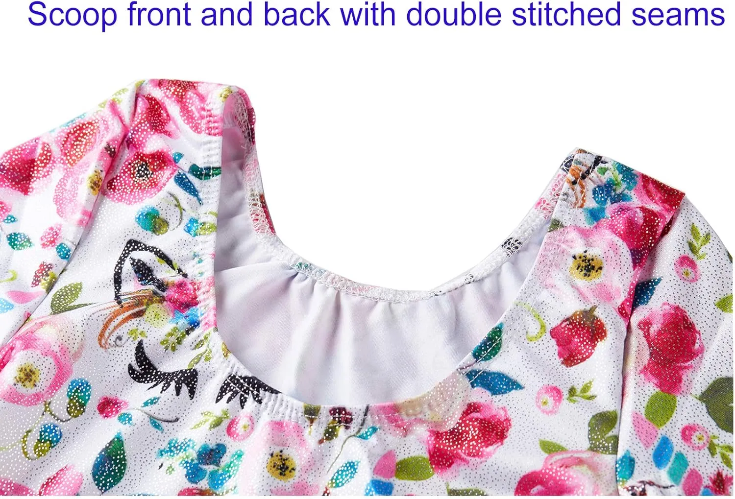 TENVDA Gymnastics Leotards for Girls Sparkly Unicorn Rainbow Long Sleeve Kids Tumbling Outfit Age 2-9 Years Old
