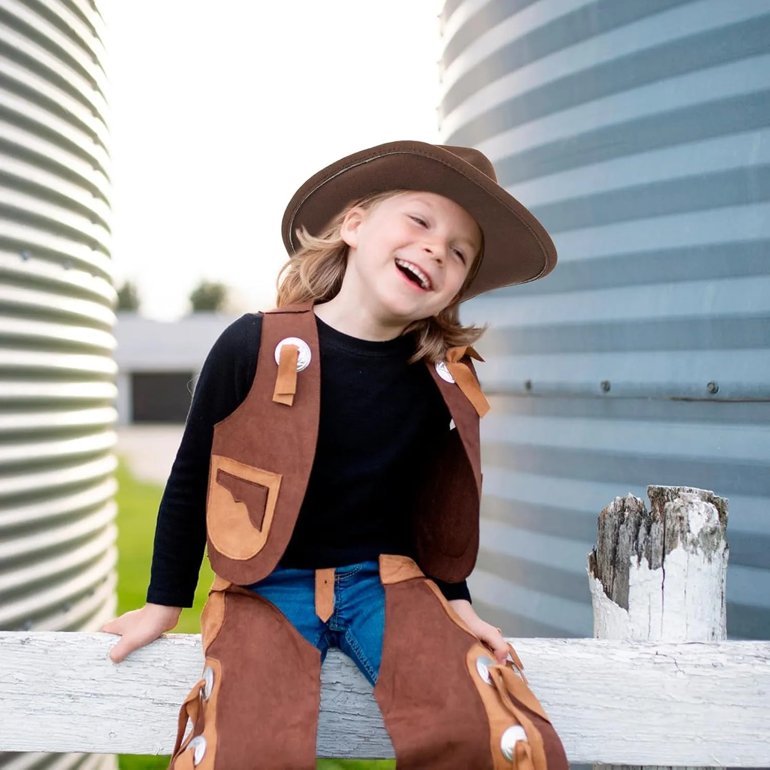 Western Cowboy Cowgirl Hat for Kids - Classic Boys Girls Felt Rodeo Fedora Hat with Belt Buckle (for Kids 4-10 Years)