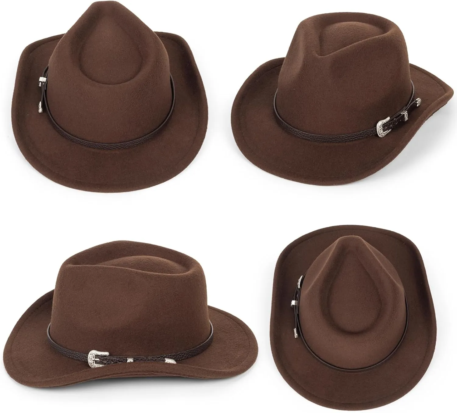 Western Cowboy Cowgirl Hat for Kids - Classic Boys Girls Felt Rodeo Fedora Hat with Belt Buckle (for Kids 4-10 Years)