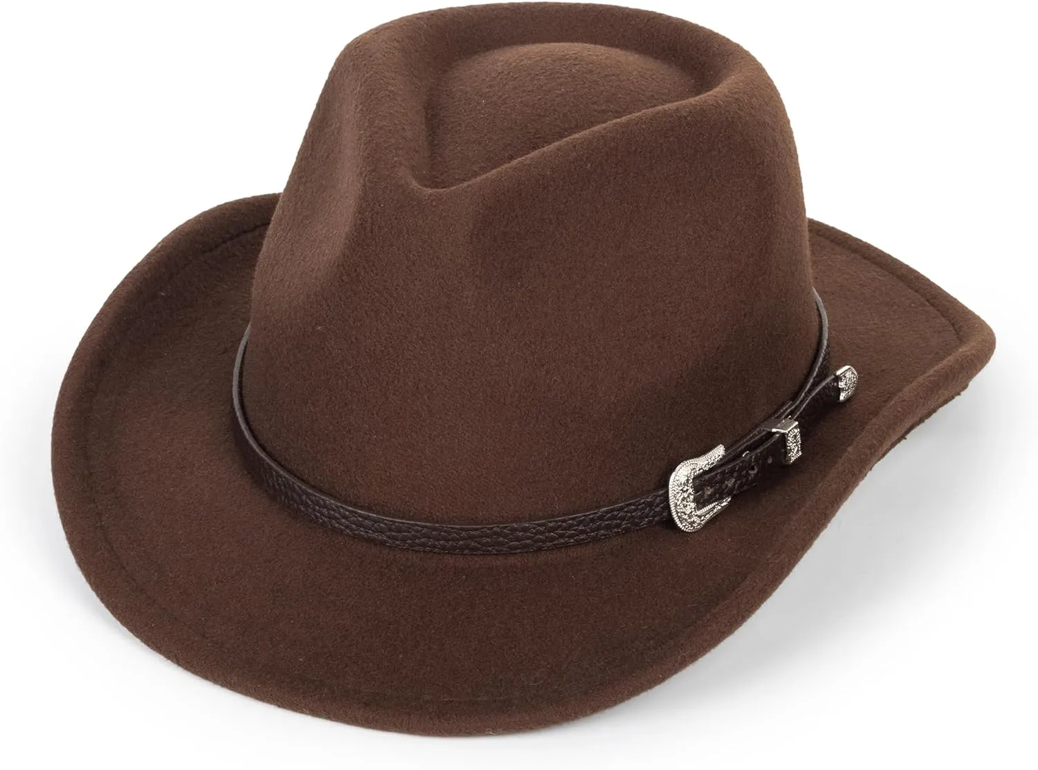 Western Cowboy Cowgirl Hat for Kids - Classic Boys Girls Felt Rodeo Fedora Hat with Belt Buckle (for Kids 4-10 Years)