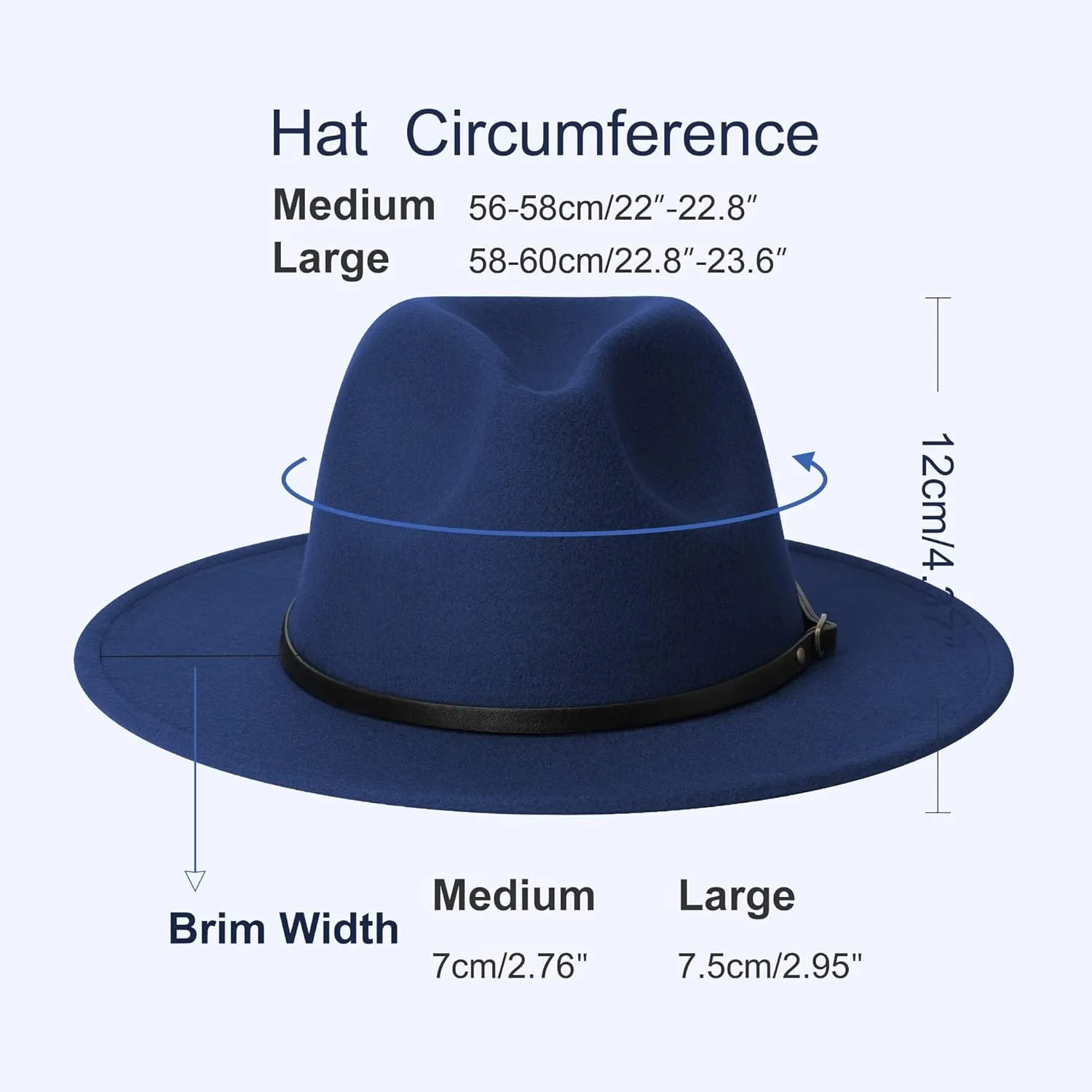 Wide Brim Fedora Hats for Women and Men Classic Felt Panama Hat Men's Two Tone Dress Hat with Belt Buckle
