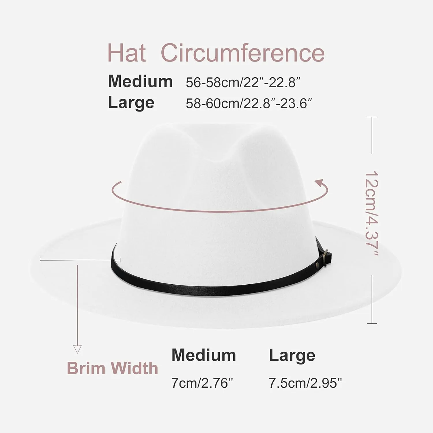 Wide Brim Fedora Hats for Women and Men Classic Felt Panama Hat Men's Two Tone Dress Hat with Belt Buckle