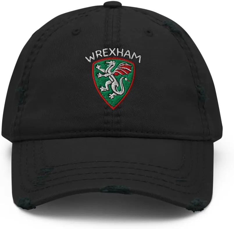 Wrexham AFC Minimalist Dragon Design Embroidered Distressed Dad Hat Soccer Football Cap