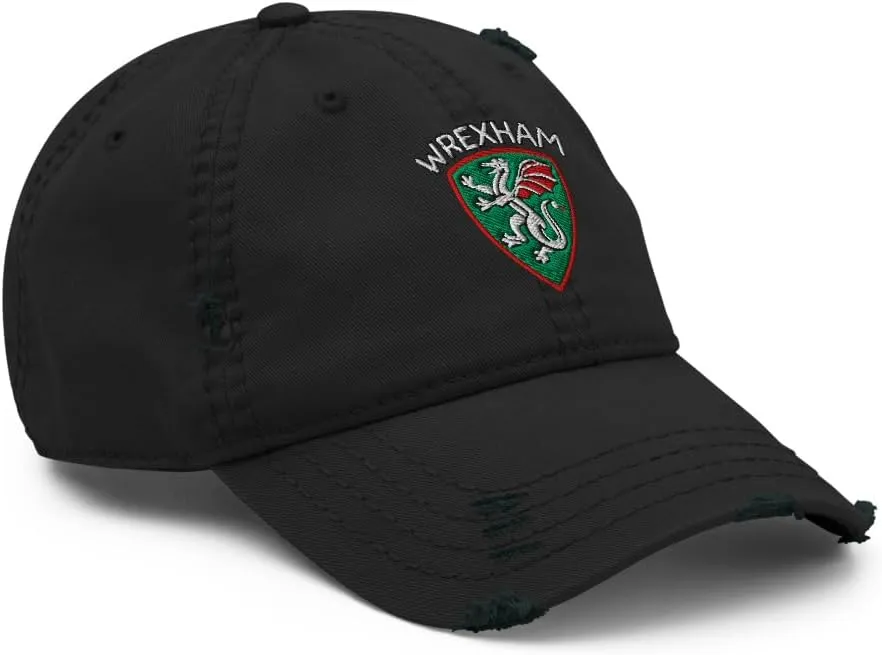 Wrexham AFC Minimalist Dragon Design Embroidered Distressed Dad Hat Soccer Football Cap
