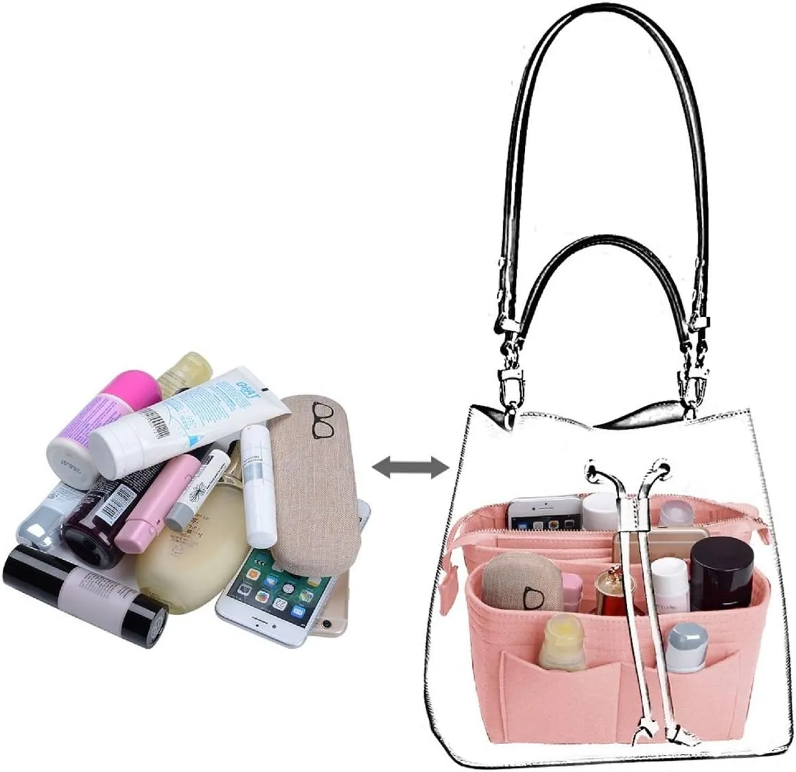ZTUJO Purse Organizer, Bag Organizer, Insert Purse Organizer With 2 Packs In One Set For LV NeoNoe No Series perfectly