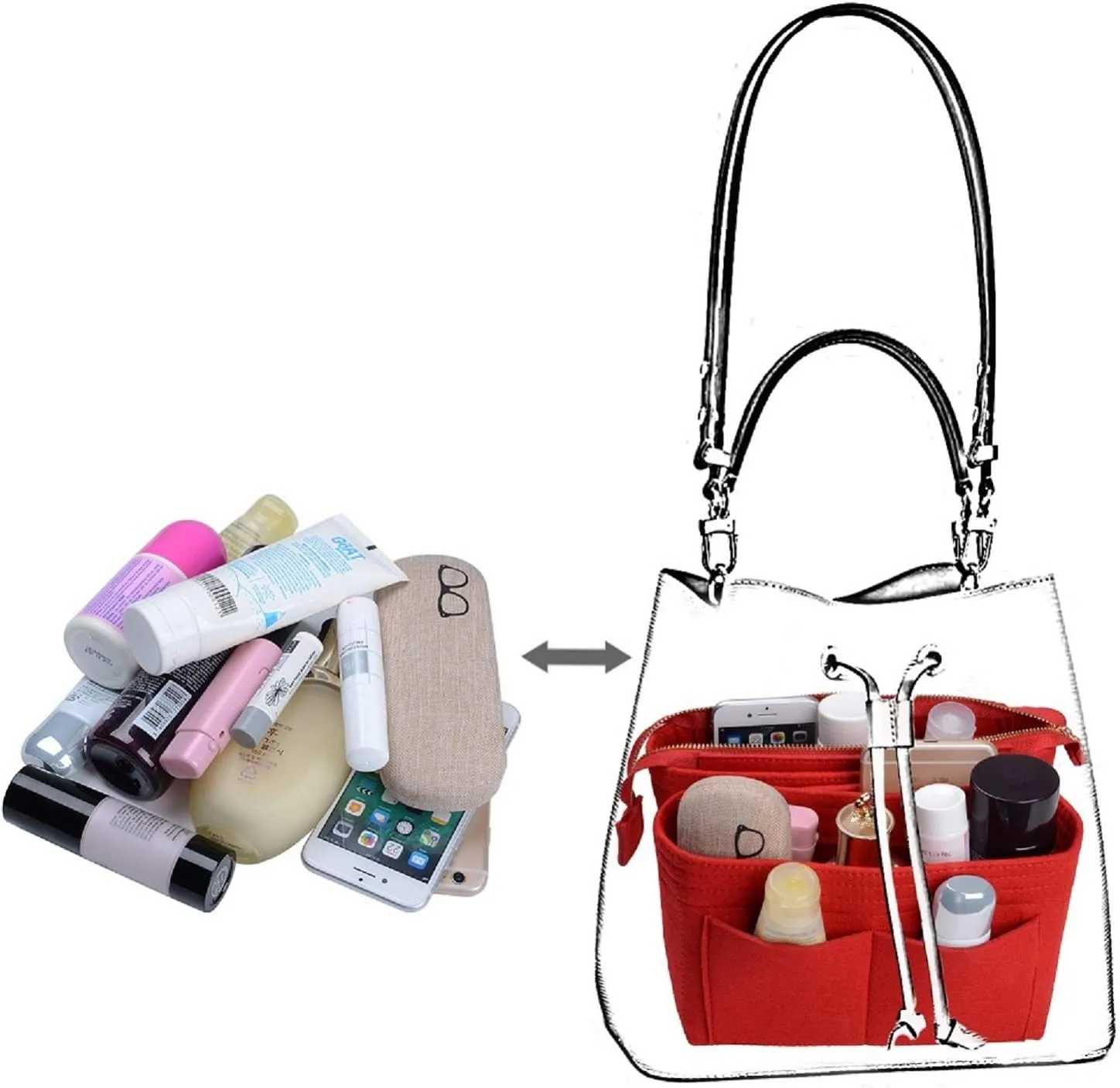 ZTUJO Purse Organizer, Bag Organizer, Insert Purse Organizer With 2 Packs In One Set For LV NeoNoe No Series perfectly
