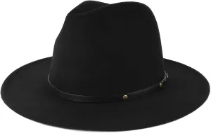 Zylioo 2XL/XL/L Felt Fedora Hats,M/S/XS Wide Brim Dress Hat,Plus Size Warm Panama Hat,Large Brim Jazz Hat for Women Men