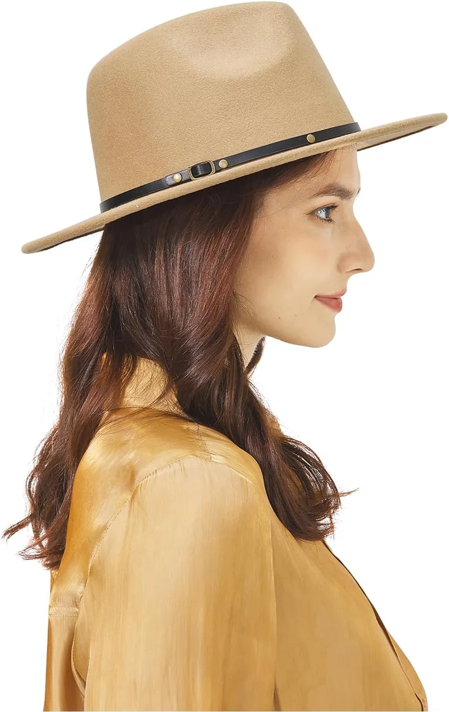 Zylioo 2XL/XL/L Felt Fedora Hats,M/S/XS Wide Brim Dress Hat,Plus Size Warm Panama Hat,Large Brim Jazz Hat for Women Men